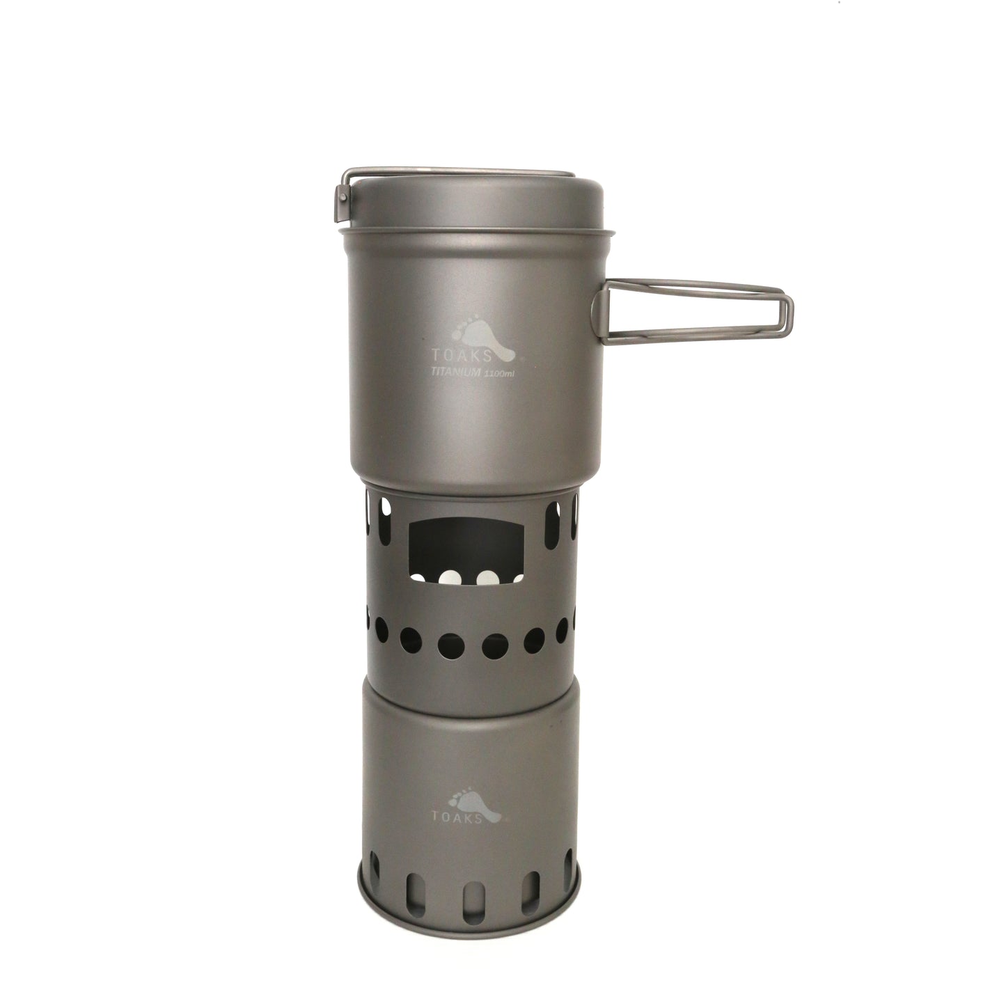 TOAKS Titanium 1100ml Pot with Pan and Wood Stove Combo Set