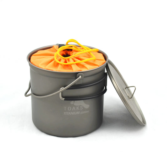 TOAKS Titanium 1100ml Pot with Bail Handle and Wood Stove Combo Set