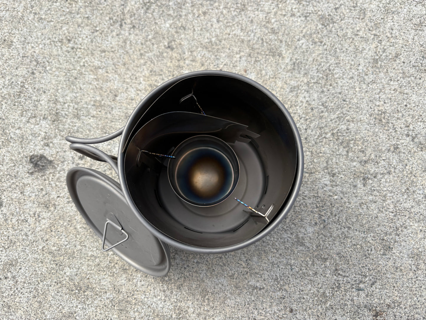 Toaks Windscreen Stand, Alcohol stove and Pot-750 Combo