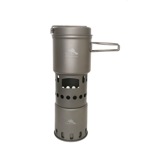 TOAKS Titanium 1100ml Pot with Pan and Wood Stove Combo Set
