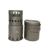 TOAKS Titanium 1100ml Pot with Pan and Wood Stove Combo Set