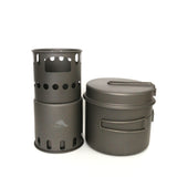 TOAKS Titanium 1600ml Pot with Pan / Wood Stove Combo Set