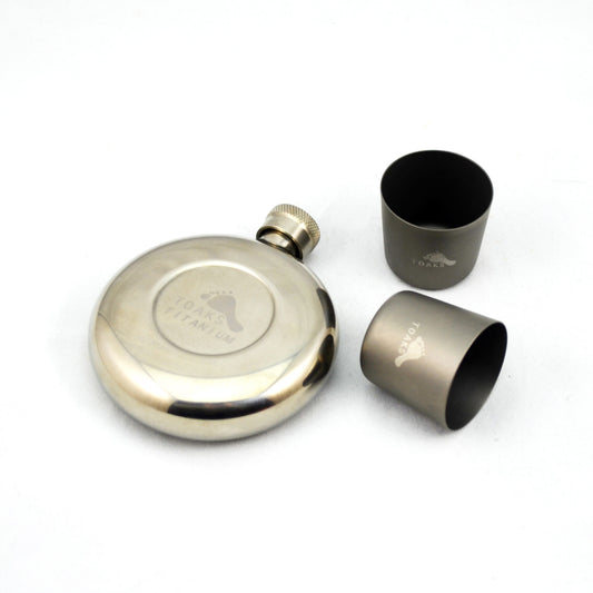 TOAKS Titanium Wine Flask with Shot Glass Combo Set