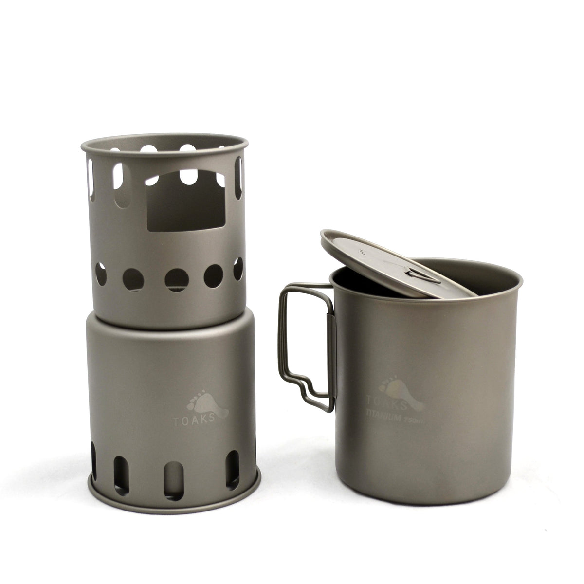 TOAKS Titantopf 750 Ml + BRS 3000T Gaskocher – Ultraleichtes Camping-Kochset Für Solotouren – Kocher Passt In Den Topf