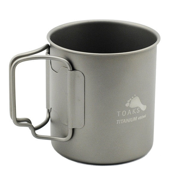 TOAKS Ultralight Portable Titanium Camping Mug with Folding Handles - 450ml