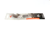 Titanium folding spork in hang-hole packaging, as it appears when shipped!